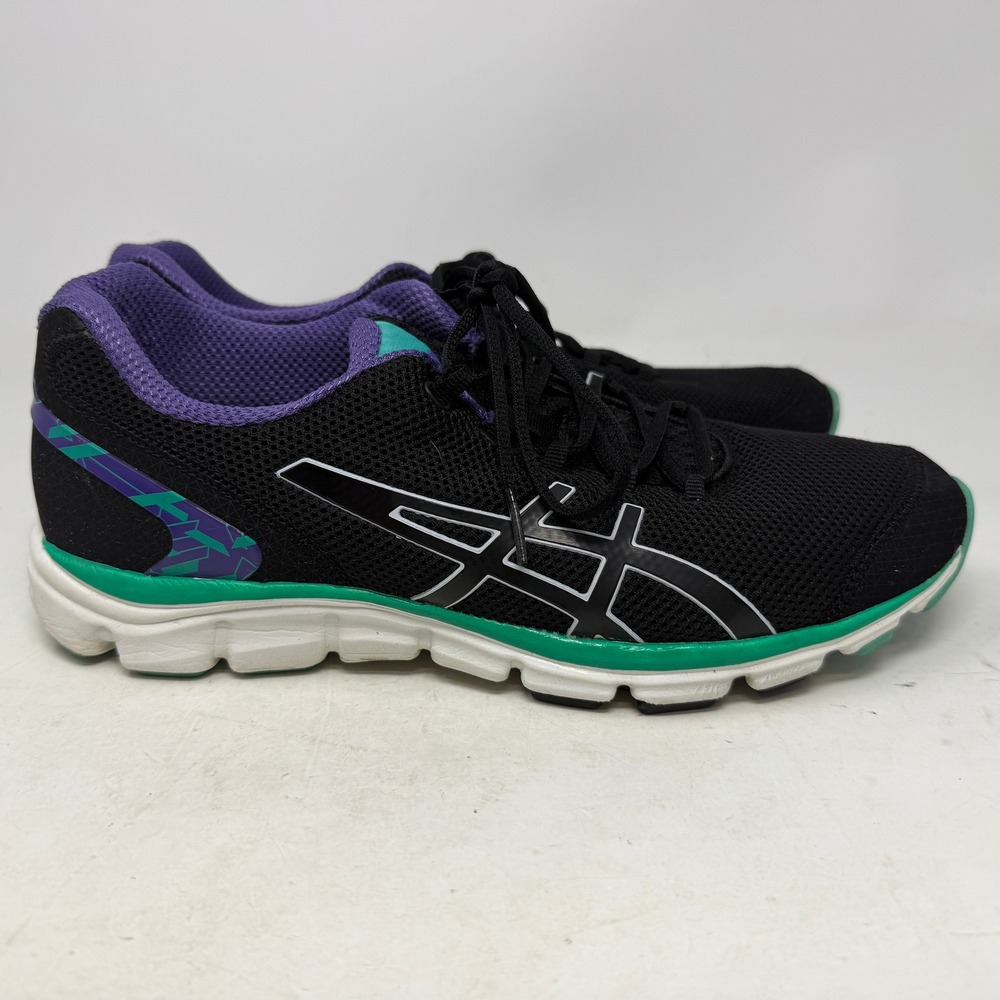 ASICS Running Shoes Womens 9 Gel-Super J33 Black Purple Teal Q359N EUC